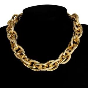 2 tone Chunky mate Gold Chain Necklace adjustable